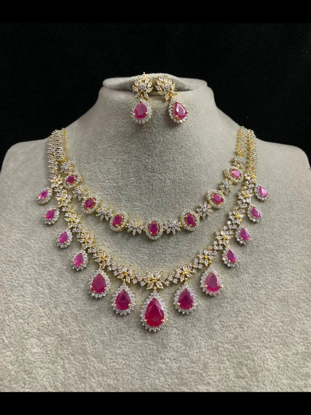  Indian Jewelry - Zirconia Stones Necklace & Earrings