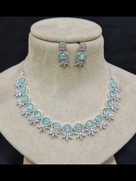 Zirconia Indian Jewelry - Zirconia Stones Necklace & Earrings