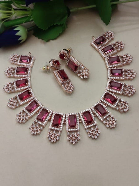  Indian Jewelry - Zirconia Stones Necklace & Earrings