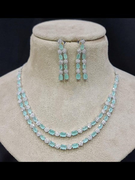  Indian Jewelry - Zirconia Stones Necklace & Earrings
