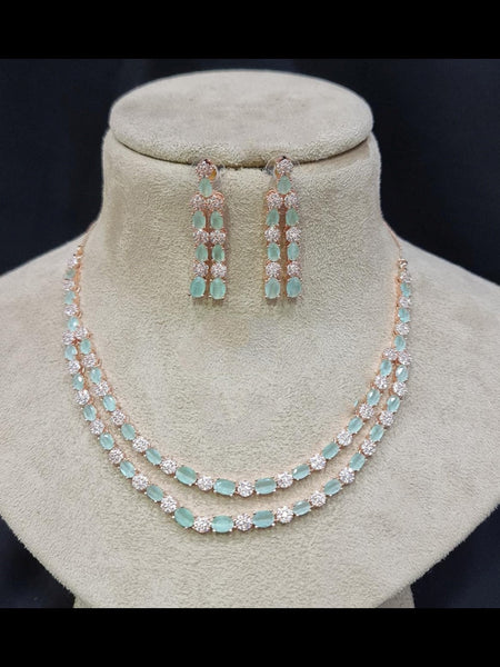Zirconia Indian Jewelry - Zirconia Stones Necklace & Earrings