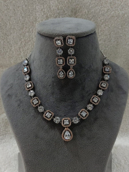  Indian Jewelry - Zirconia Stones Necklace & Earrings