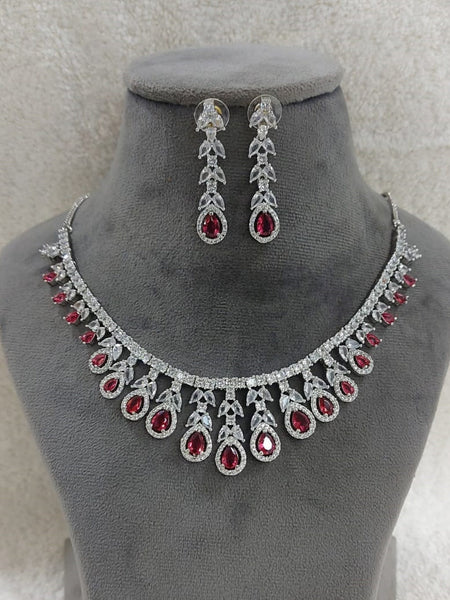  Indian Jewelry - Zirconia Stones Necklace & Earrings