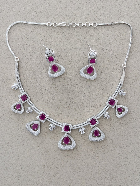  Indian Jewelry - Zirconia Necklace & Earrings
