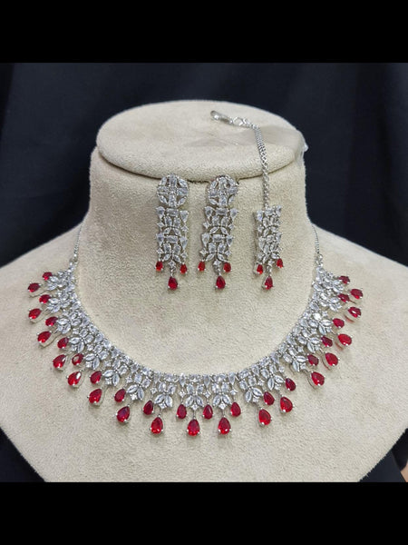 Zirconia Indian Jewelry - Zirconia Necklace & Earrings
