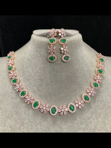 Indian Jewelry - Zirconia Necklace & Earrings