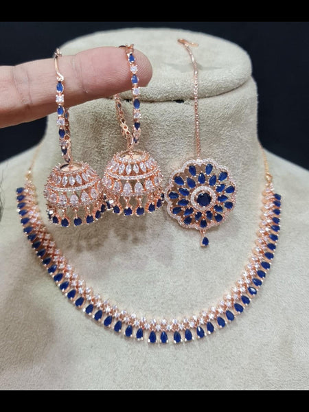  Indian Jewelry - Zirconia Necklace & Earrings