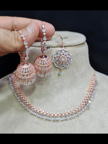  Indian Jewelry - Zirconia Necklace & Earrings