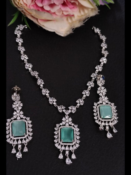 Zirconia Indian Jewelry - Zirconia Necklace & Earrings