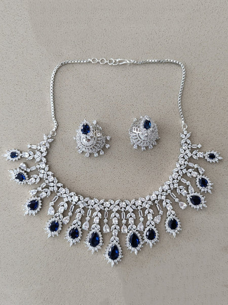 Zirconia Indian Jewelry - Zirconia Necklace & Earrings