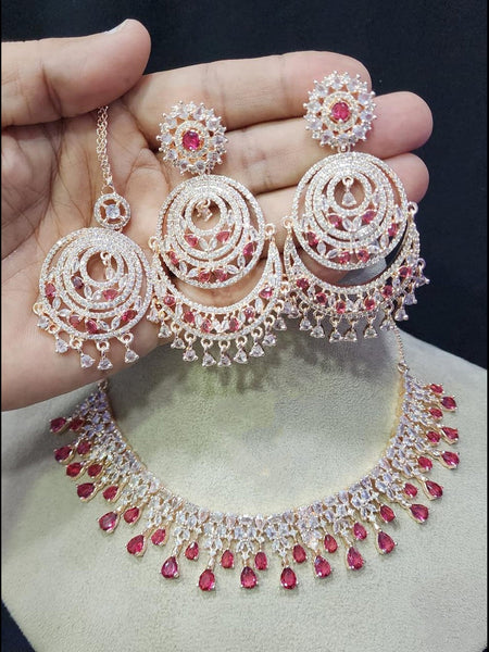  Indian Jewelry - Zirconia Necklace & Earrings