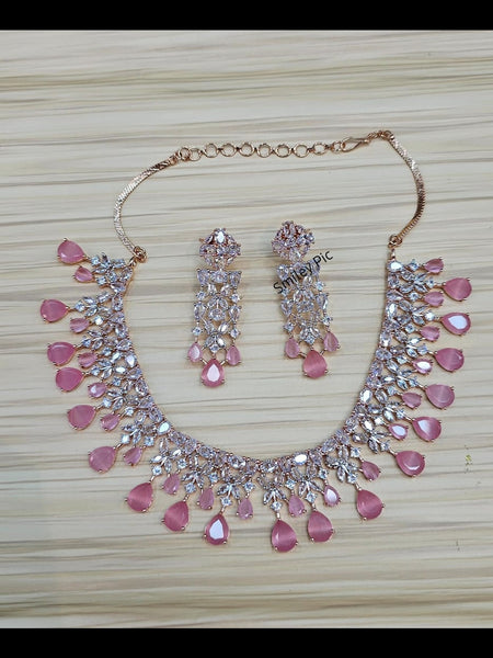  Indian Jewelry - Zirconia Necklace & Earrings