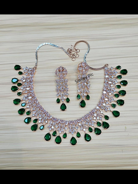  Indian Jewelry - Zirconia Necklace & Earrings