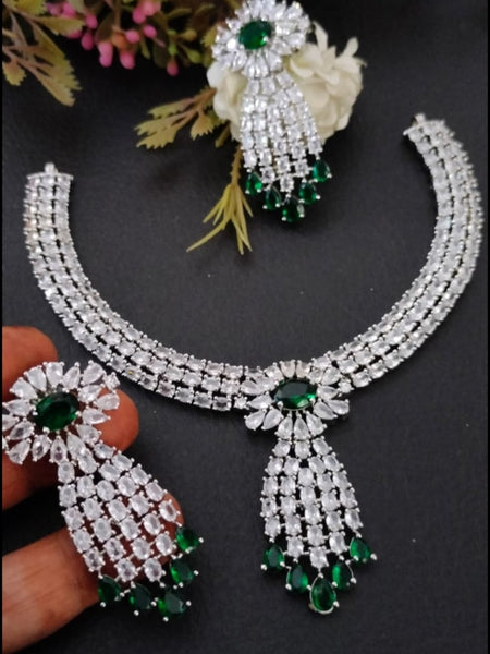 Zirconia Indian Jewelry - Zirconia Necklace & Earrings