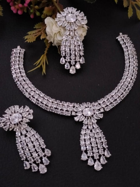 Zirconia Indian Jewelry - Zirconia Necklace & Earrings
