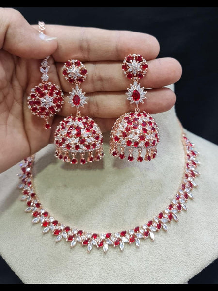  Indian Jewelry - Zirconia Necklace & Earrings