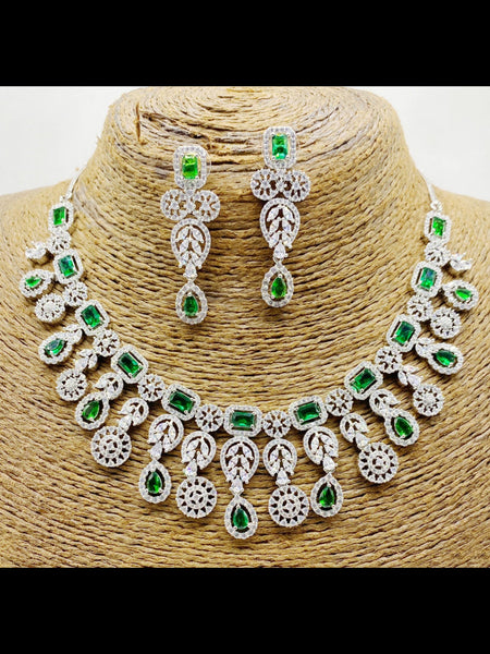 Zirconia Indian Jewelry - Zirconia Necklace & Earrings