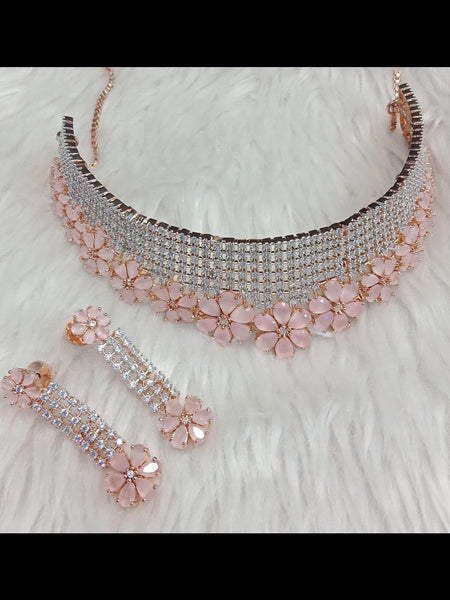 Choker Indian Jewelry - Zirconia Choker & Earrings