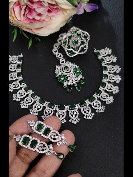Zirconia Indian Jewelry - Zirconia Necklace & Earrings