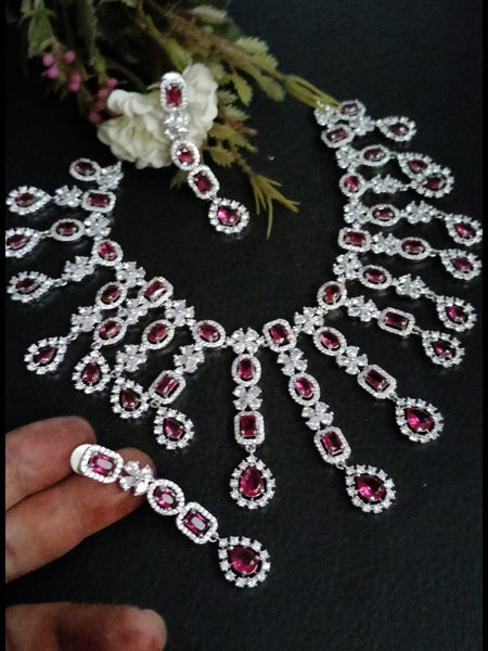 Zirconia Indian Jewelry - Zirconia Necklace & Earrings