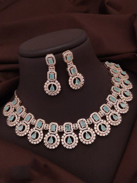 Zirconia Indian Jewelry - Zirconia Necklace & Earrings