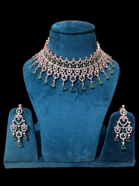  Indian Jewelry - Zirconia Necklace & Earrings