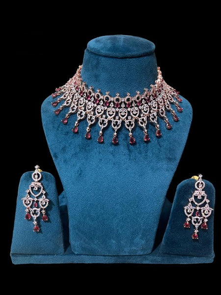 Zirconia Indian Jewelry - Zirconia Necklace & Earrings