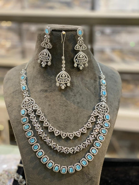 Zirconia Indian Jewelry - Zirconia Necklace & Earrings