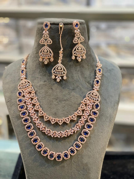  Indian Jewelry - Zirconia Necklace & Earrings