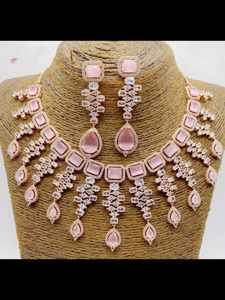 Zirconia Indian Jewelry - Zirconia Necklace & Earrings