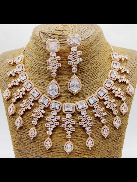  Indian Jewelry - Zirconia Necklace & Earrings