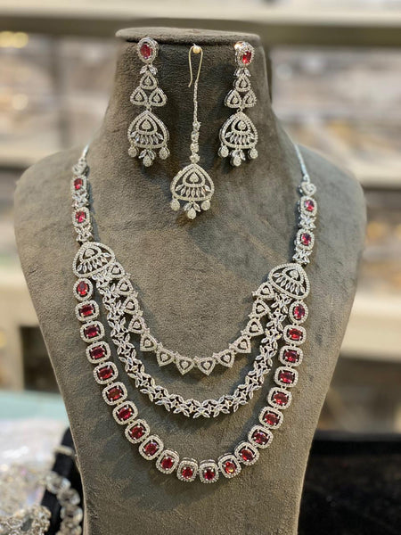  Indian Jewelry - Zirconia Necklace & Earrings