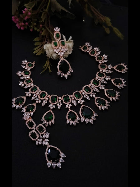  Indian Jewelry - Zirconia Necklace & Earrings