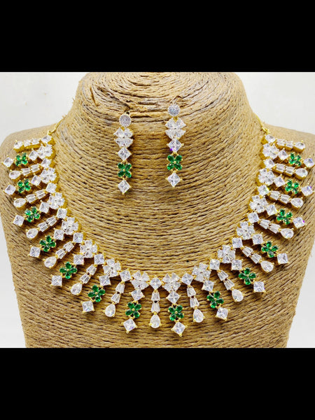  Indian Jewelry - Zirconia Necklace & Earrings