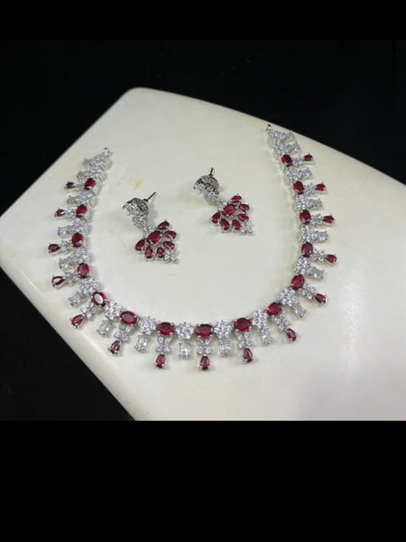 Zirconia Indian Jewelry - Zirconia Necklace & Earrings