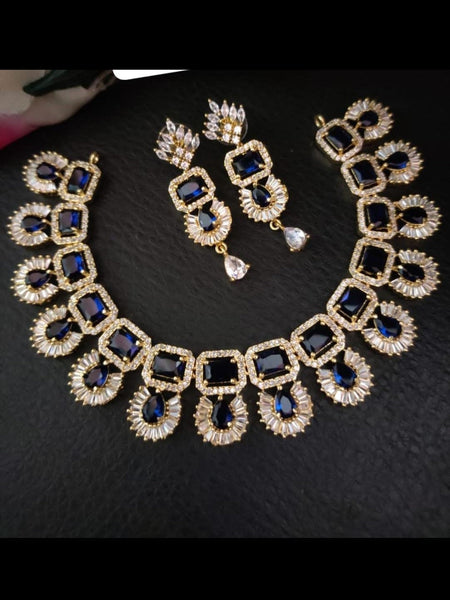Zirconia Indian Jewelry - Zirconia Necklace & Earrings
