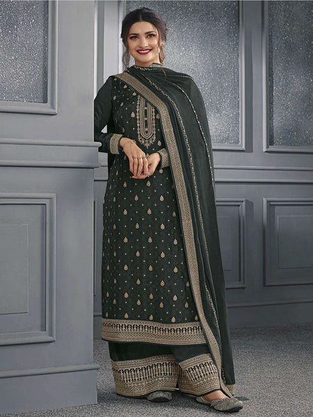 Straight Indian Dress - Embroidered Jacquard Zari