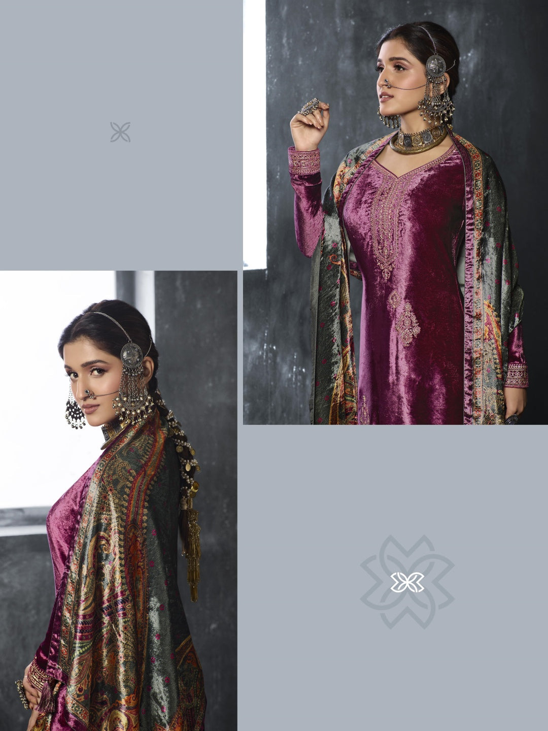 Velvet Embroidery Salwar Kameez - Indian Dress - C829D | Fabricoz USA