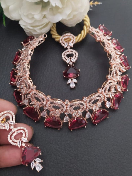  Indian Jewelry - Zirconia Necklace & Earrings