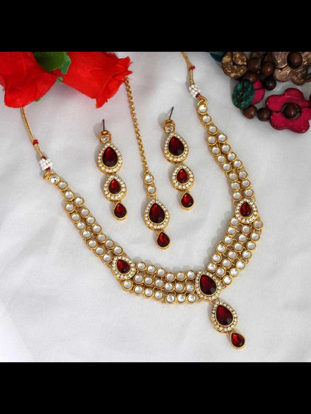 Kundan Indian Jewelry - Kundan Necklace & Tikka
