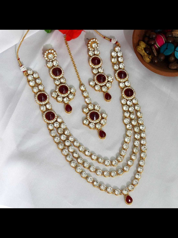 Kundan Necklace & Tikka Jewelry - J1466 | Fabricoz USA