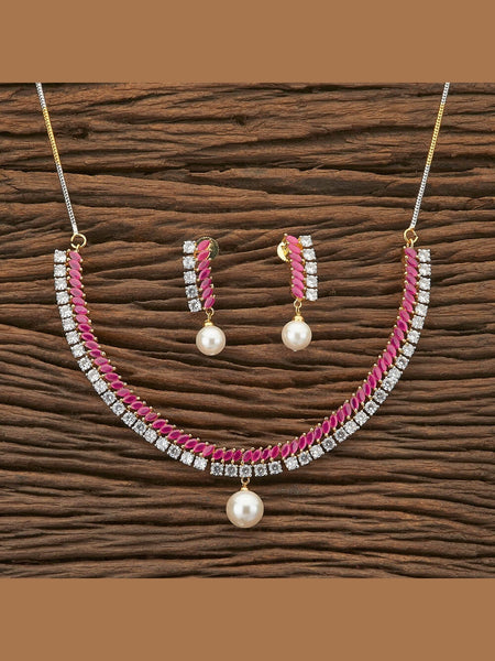 Pearl Indian Jewelry - Zirconia  & Pearl Necklace