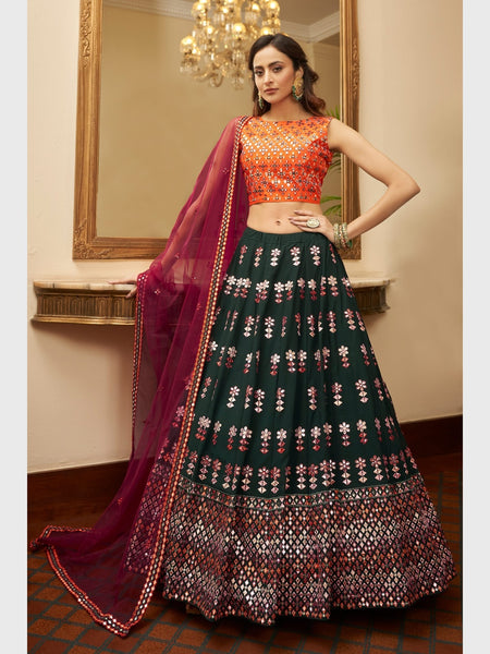 Net Lehenga Choli - Embroidery on Georgette & Silk