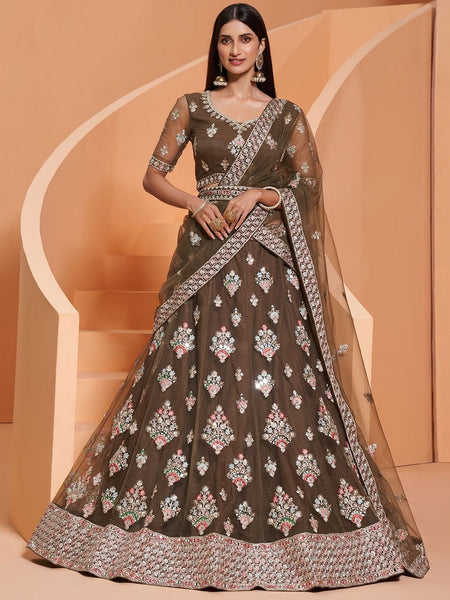 Green Lehenga Choli - Embroidery on Net Sequins