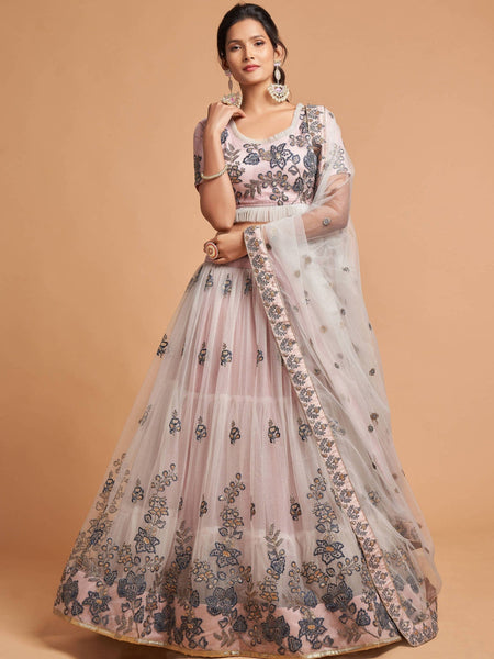 Grey Lehenga Choli - Soft Net Embroidery