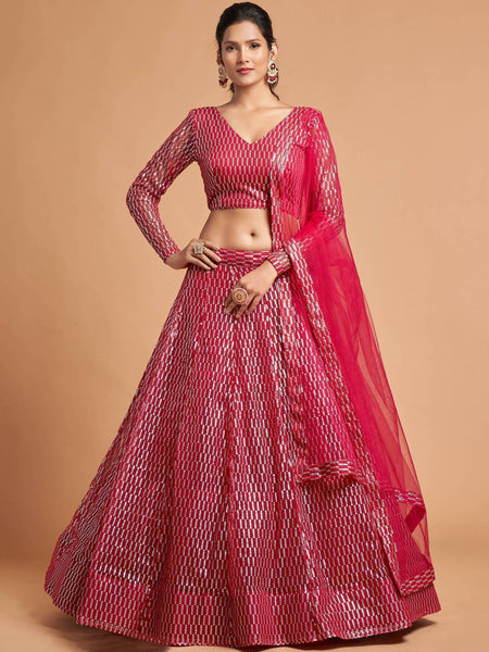 Plus-Sizes Lehenga Choli - Soft Net Embroidery