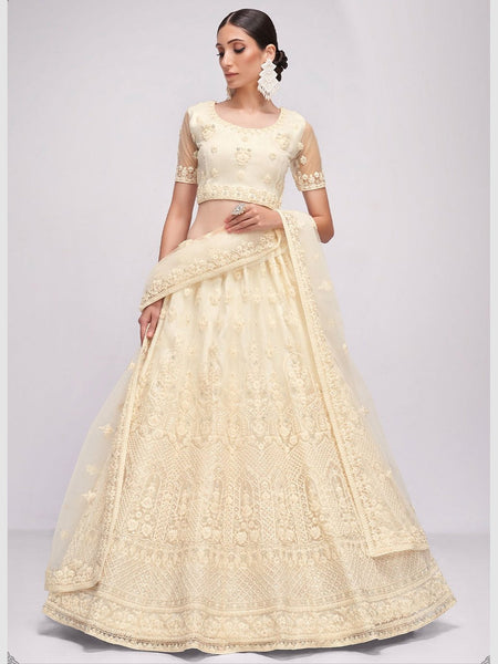 Plus-Sizes Lehenga Choli - Embroidery on Net & Silk