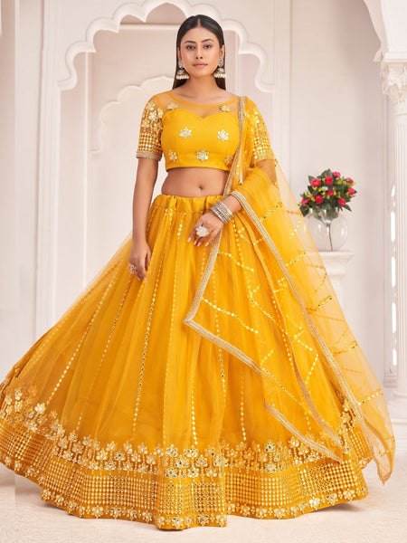 Plus-Sizes Lehenga Choli - Butterfly Net Embroidery