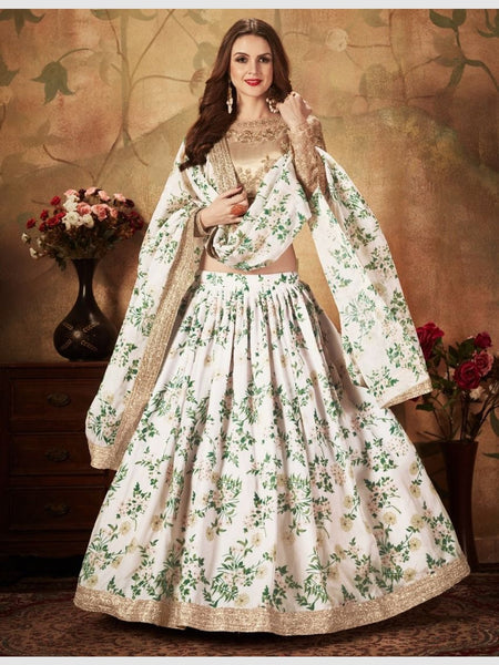 White Lehenga Choli - Organza & Silk Embroidery