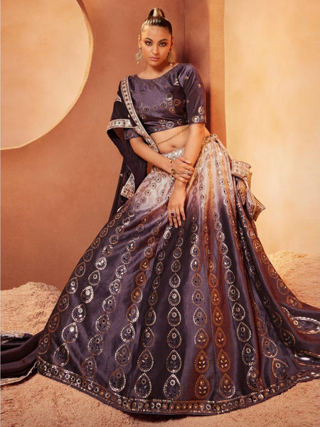 Velvet Lehenga Choli - Velvet Sequins Embroidery